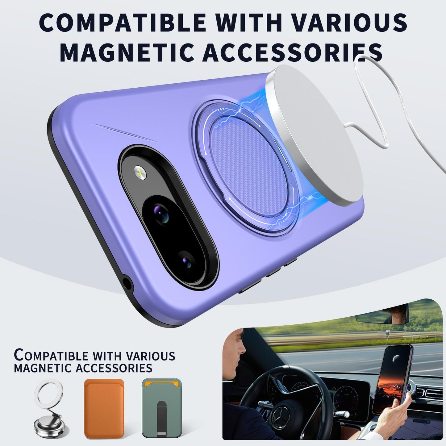 For Google Pixel 10a Kalebol Magnetic MagSafe Rotation Holder PC Phone Case(Lilac)