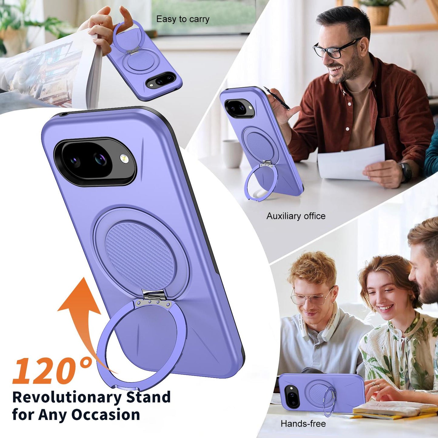 For Google Pixel 10a Kalebol Magnetic MagSafe Rotation Holder PC Phone Case(Lilac)