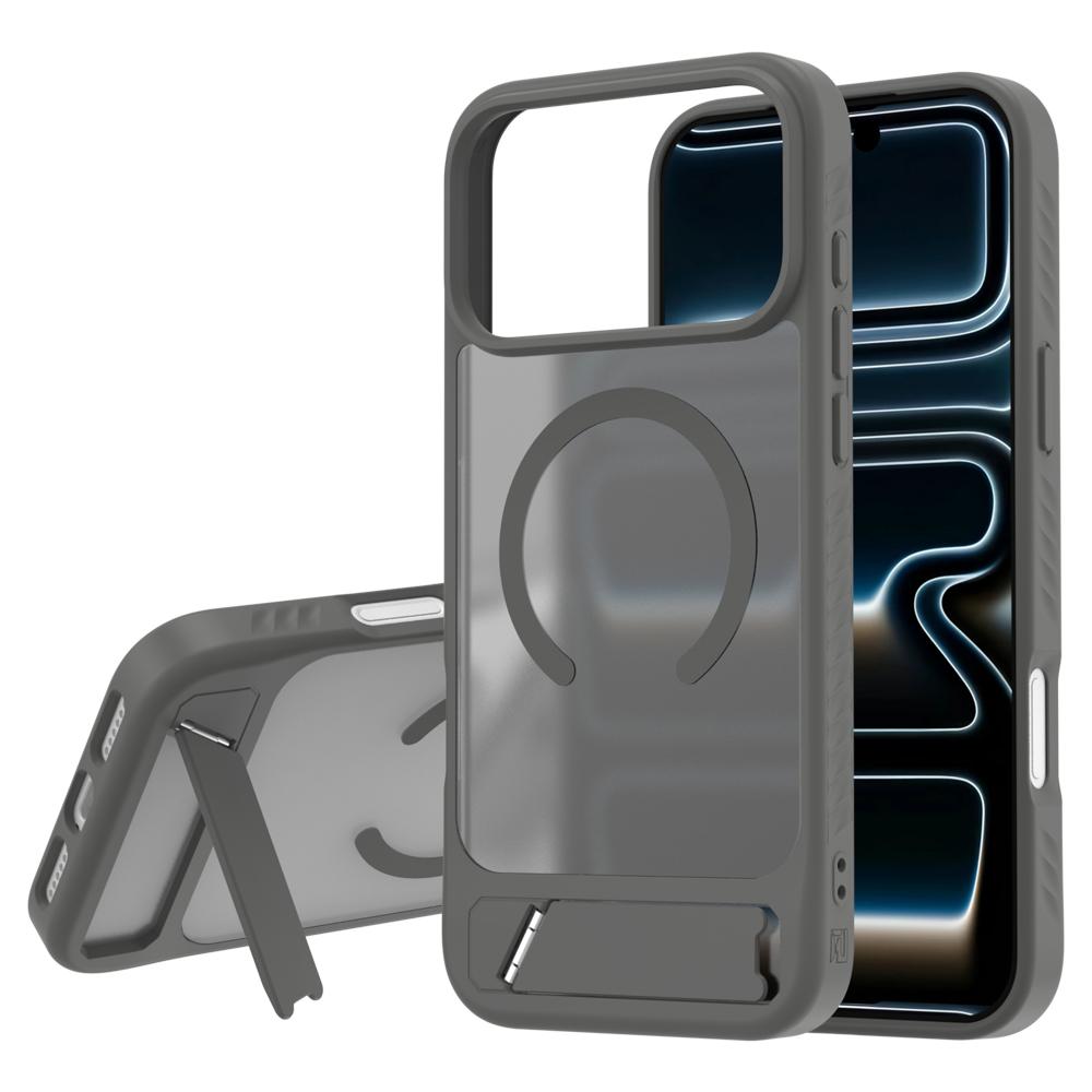 For iPhone 18 Pro / 17 Pro LeReach Le-Chic Series Invisible Holder Magnetic Phone Case(Grey)