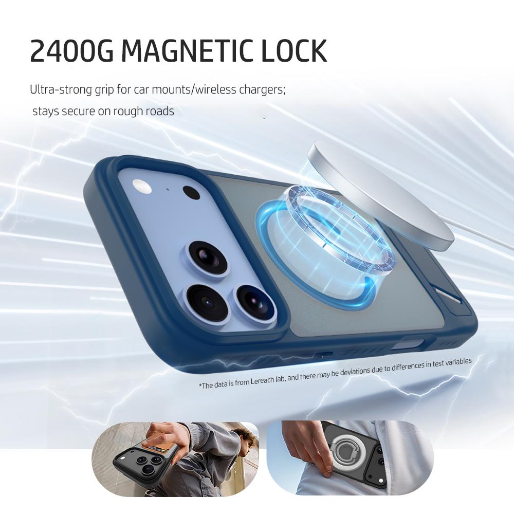 For iPhone 18 Pro / 17 Pro LeReach Le-Chic Series Invisible Holder Magnetic Phone Case(Grey)