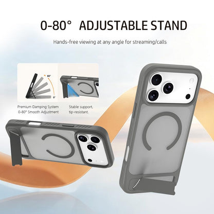 For iPhone 18 Pro / 17 Pro LeReach Le-Chic Series Invisible Holder Magnetic Phone Case(Grey)