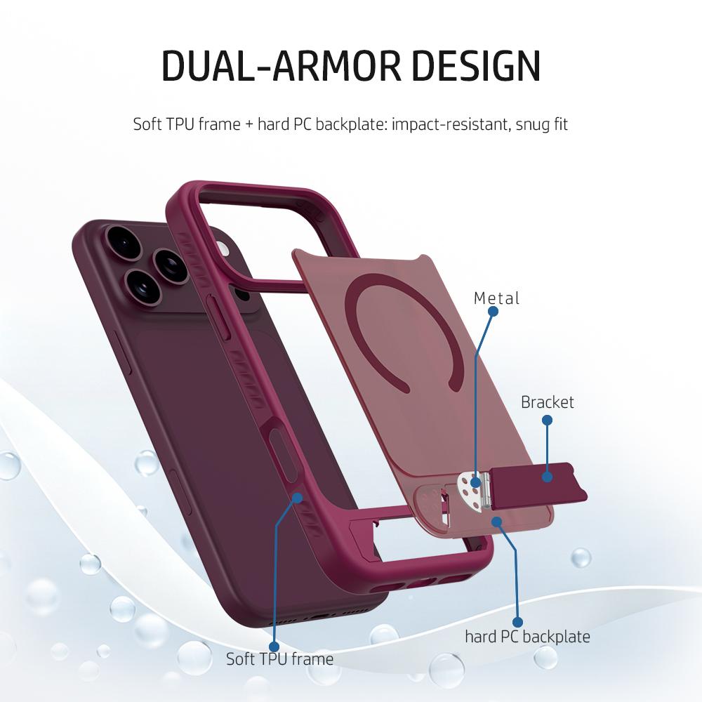 For iPhone 18 Pro / 17 Pro LeReach Le-Chic Series Invisible Holder Magnetic Phone Case(Grey)