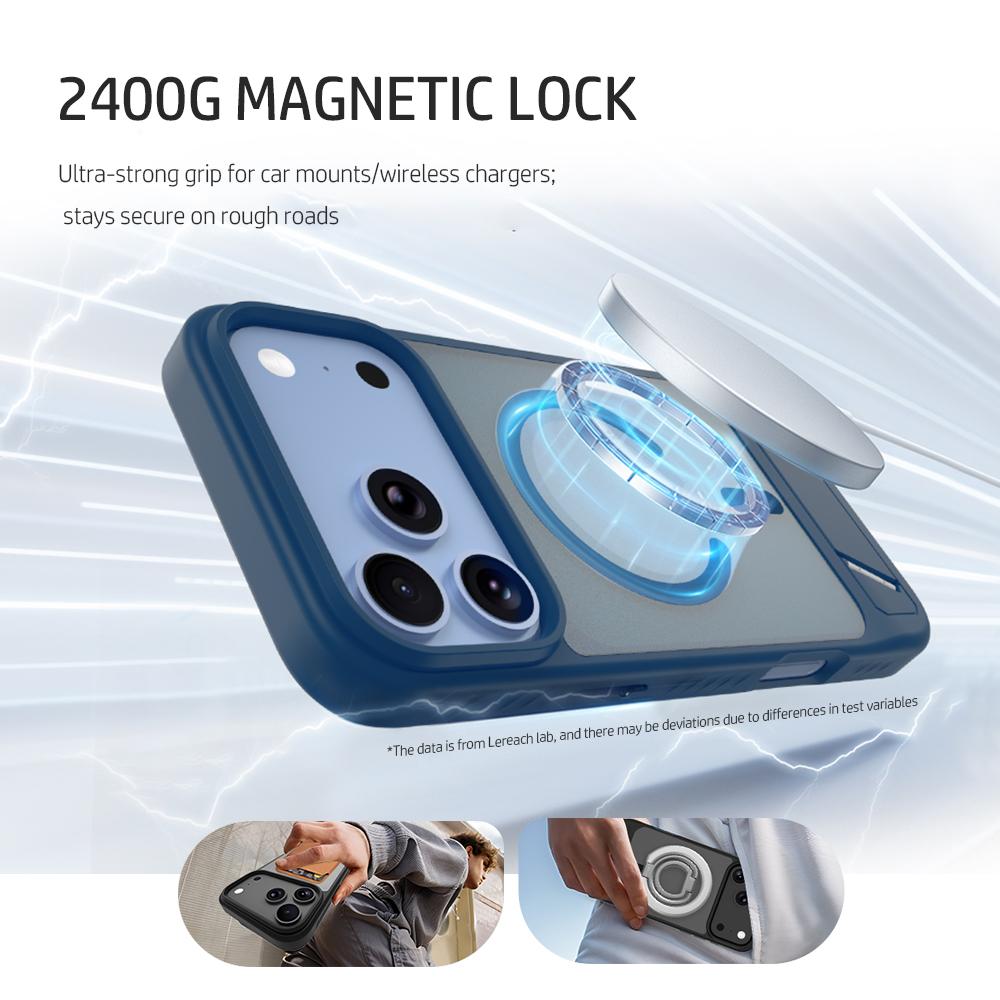 For iPhone 18 Pro Max / 17 Pro Max LeReach Le-Chic Series Invisible Holder Magnetic Phone Case(Blue)