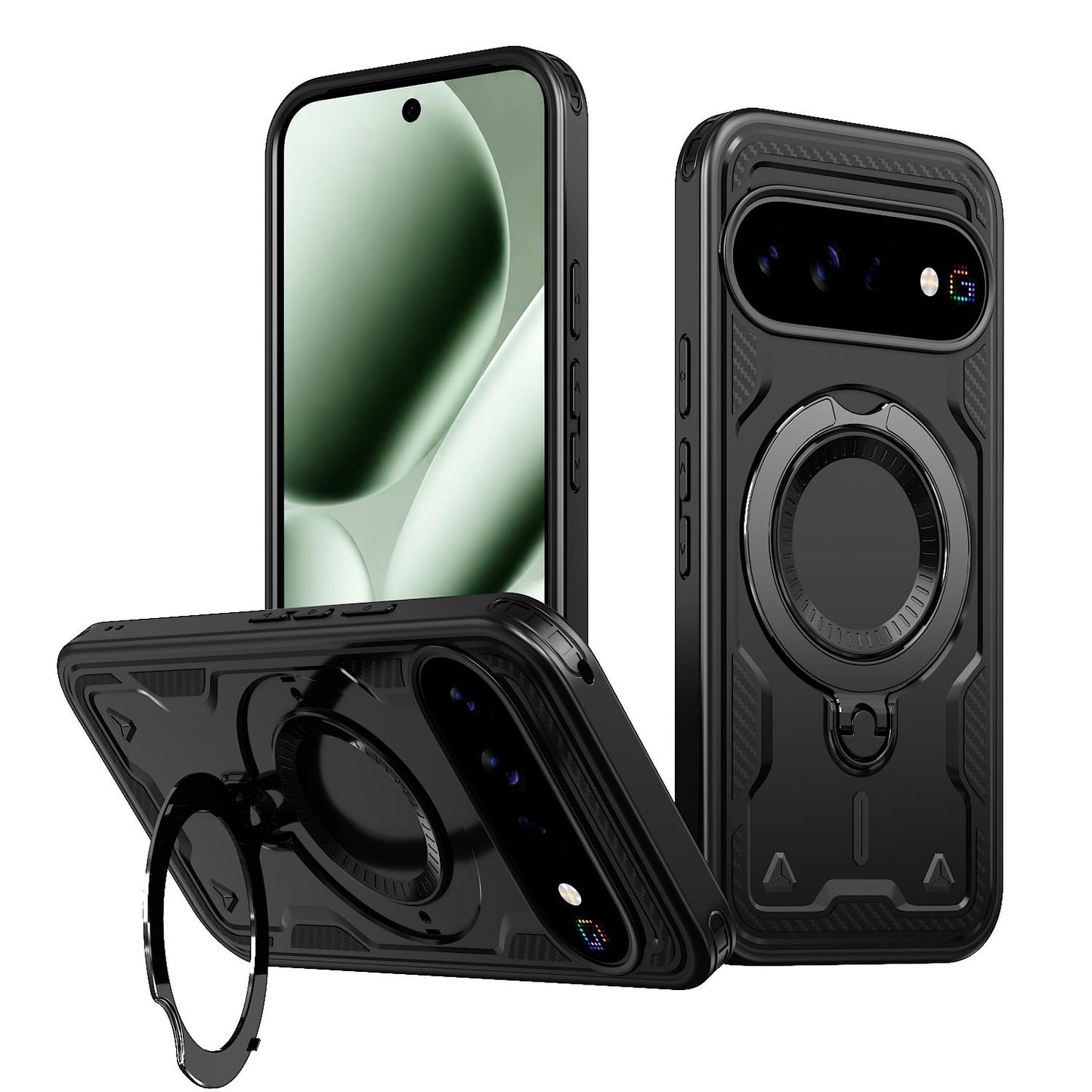 For Google Pixel 11 Pro XL Kalebol PC Hybrid TPU Armor MagSafe Ring Holder Phone Case(Black)