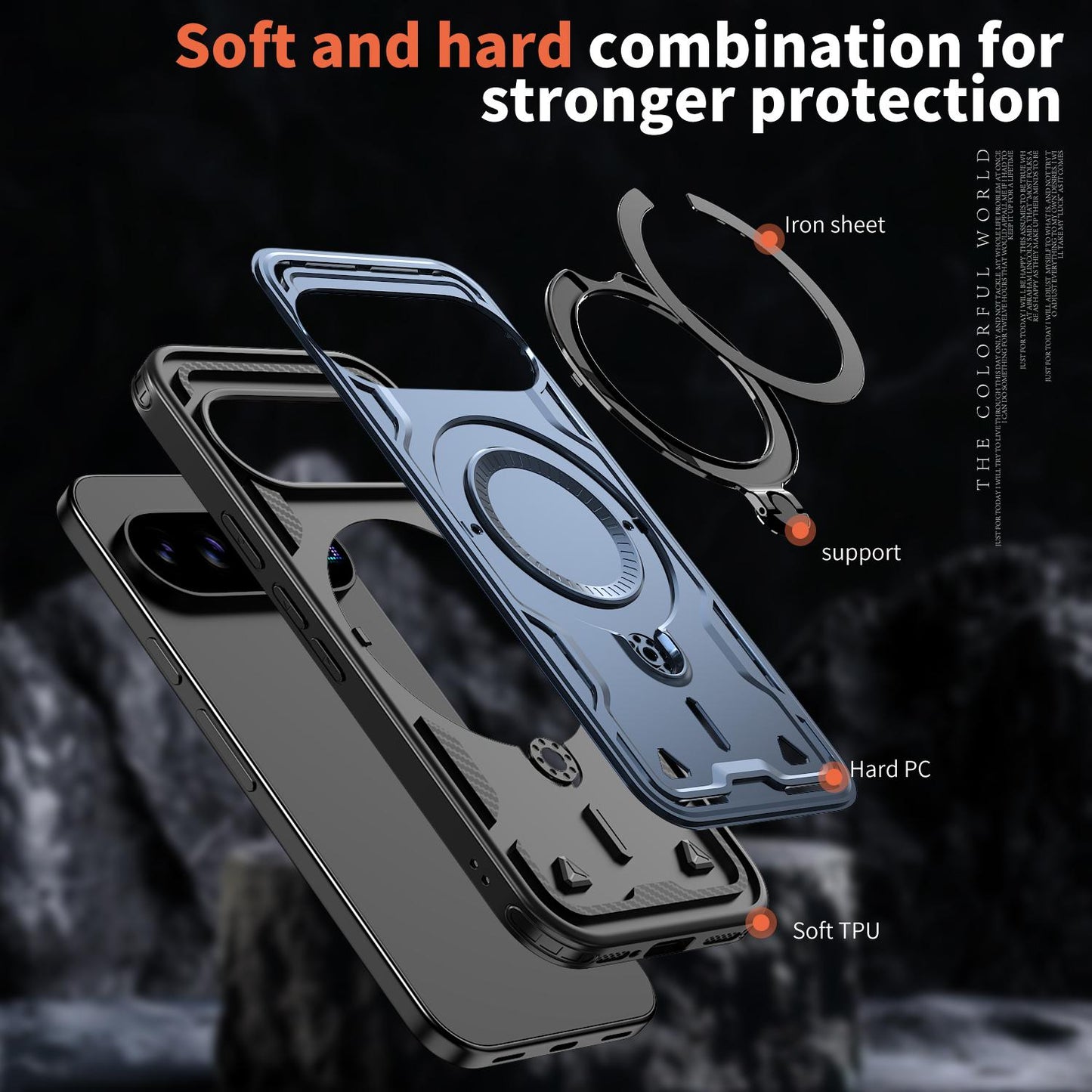 For Google Pixel 11 Pro XL Kalebol PC Hybrid TPU Armor MagSafe Ring Holder Phone Case(Blue)