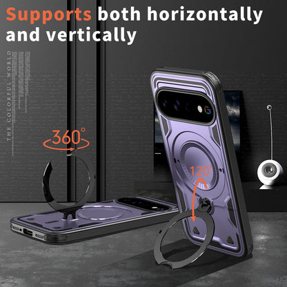 For Google Pixel 11 Pro XL Kalebol PC Hybrid TPU Armor MagSafe Ring Holder Phone Case(Purple)