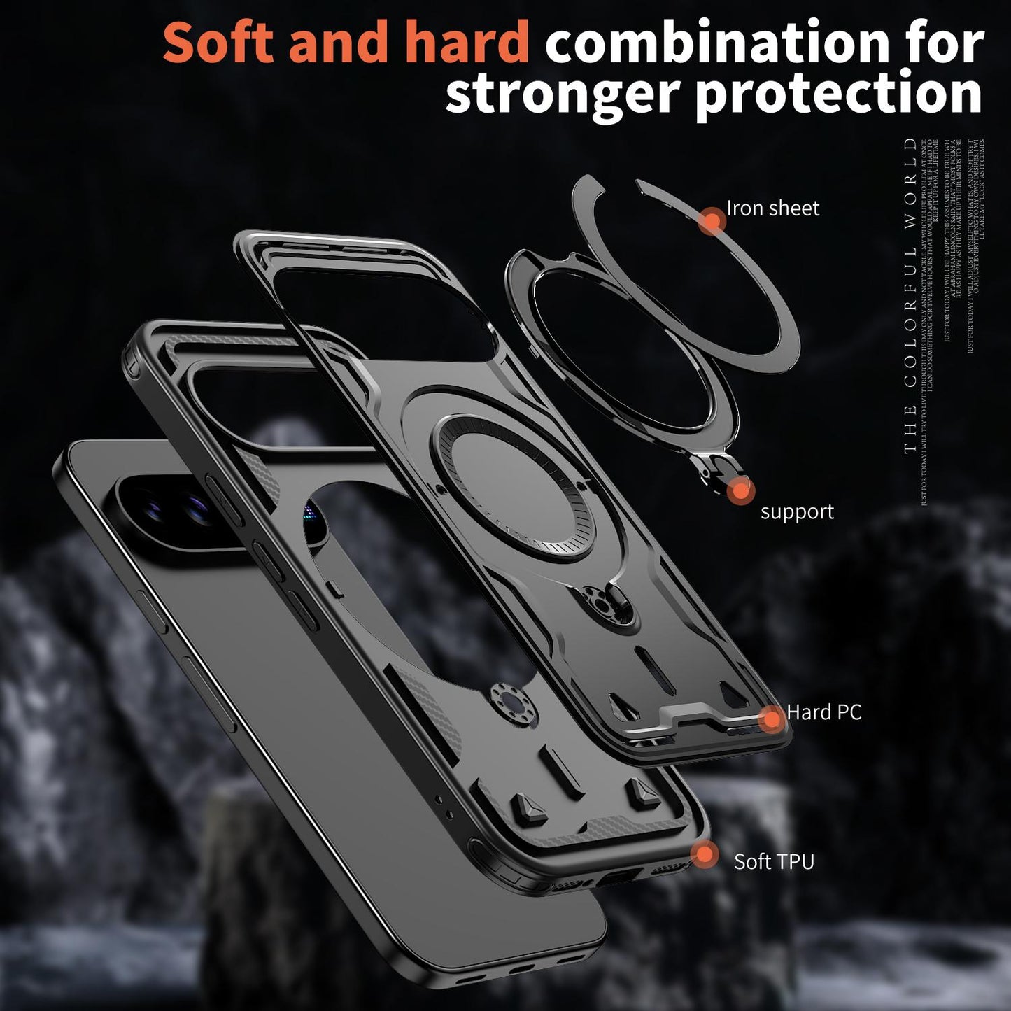 For Google Pixel 11 Pro Kalebol PC Hybrid TPU Armor MagSafe Ring Holder Phone Case(Black)