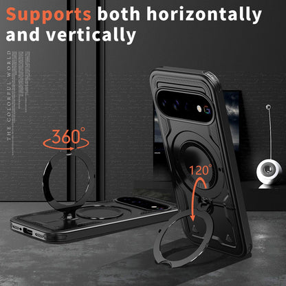 For Google Pixel 11 Pro Kalebol PC Hybrid TPU Armor MagSafe Ring Holder Phone Case(Black)