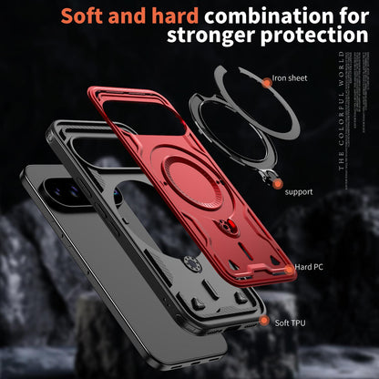 For Google Pixel 11 Pro Kalebol PC Hybrid TPU Armor MagSafe Ring Holder Phone Case(Red)