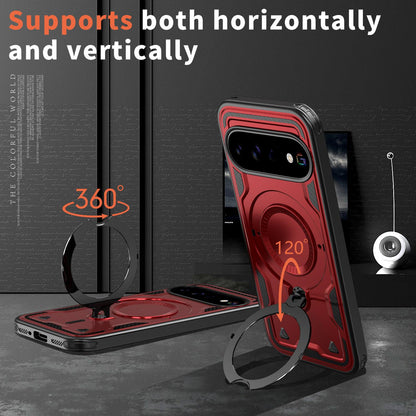 For Google Pixel 11 Pro Kalebol PC Hybrid TPU Armor MagSafe Ring Holder Phone Case(Red)