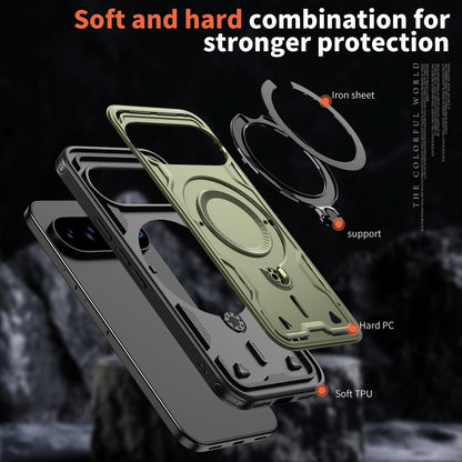 For Google Pixel 11 Pro Kalebol PC Hybrid TPU Armor MagSafe Ring Holder Phone Case(Green)