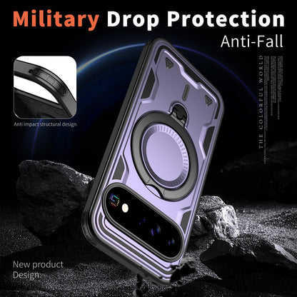 For Google Pixel 11 Pro Kalebol PC Hybrid TPU Armor MagSafe Ring Holder Phone Case(Purple)