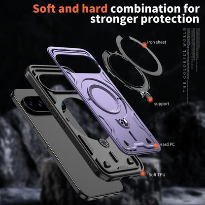 For Google Pixel 11 Pro Kalebol PC Hybrid TPU Armor MagSafe Ring Holder Phone Case(Purple)