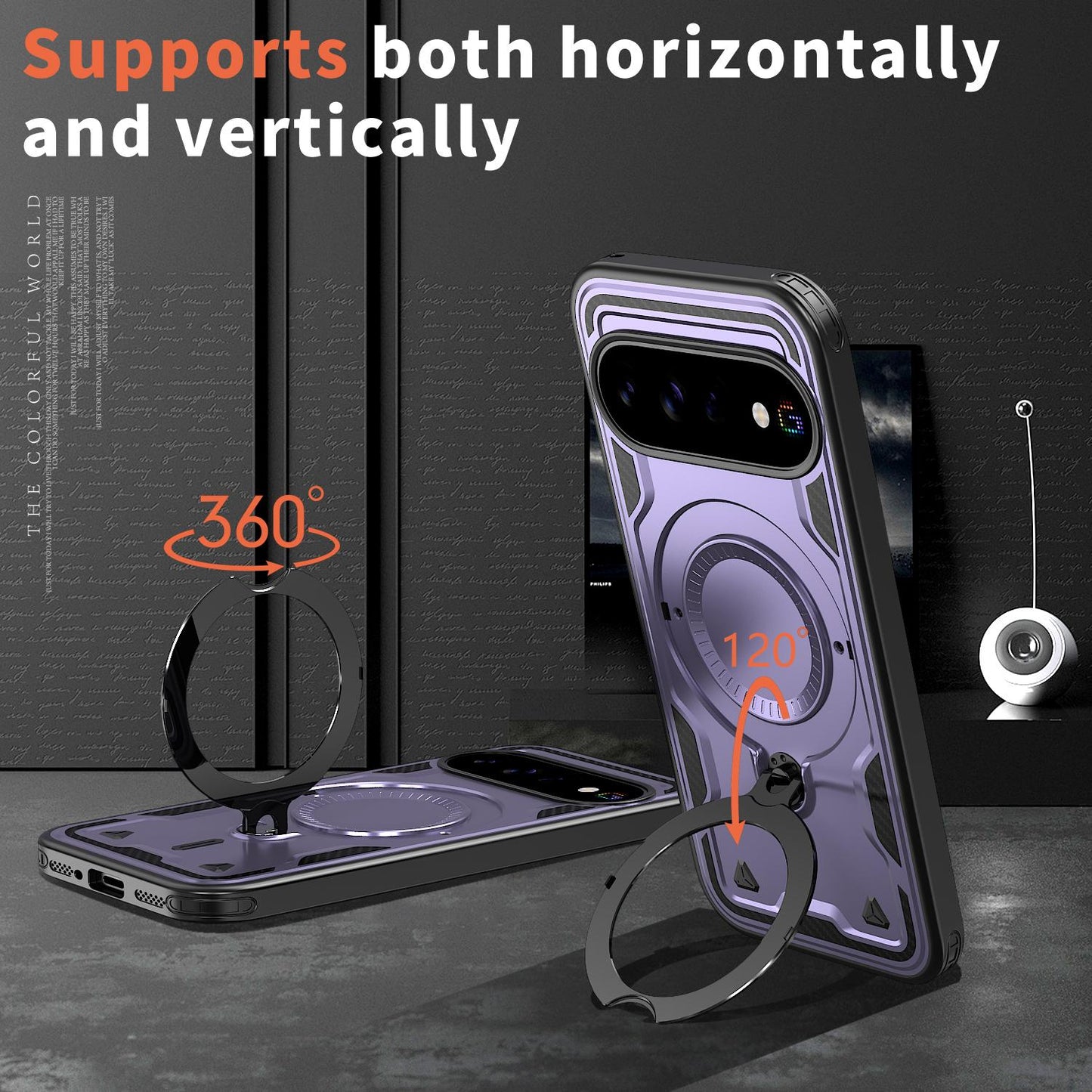 For Google Pixel 11 Pro Kalebol PC Hybrid TPU Armor MagSafe Ring Holder Phone Case(Purple)