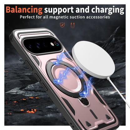 For Google Pixel 11 Pro Kalebol PC Hybrid TPU Armor MagSafe Ring Holder Phone Case(Rose Gold)
