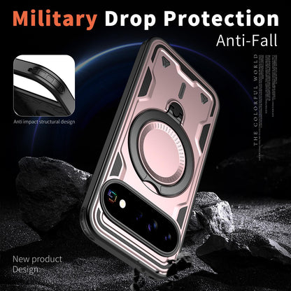 For Google Pixel 11 Pro Kalebol PC Hybrid TPU Armor MagSafe Ring Holder Phone Case(Rose Gold)
