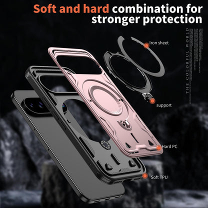 For Google Pixel 11 Pro Kalebol PC Hybrid TPU Armor MagSafe Ring Holder Phone Case(Rose Gold)
