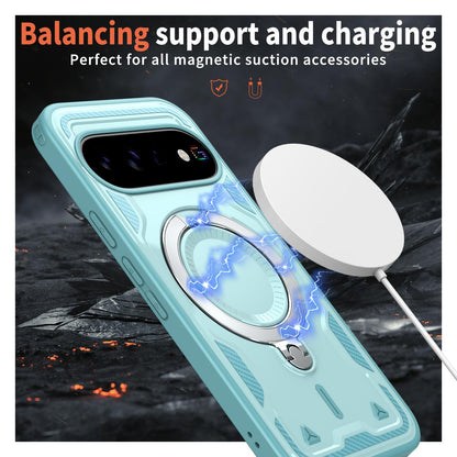 For Google Pixel 11 Pro Kalebol PC Hybrid TPU Armor MagSafe Ring Holder Phone Case(Tiffany Blue)