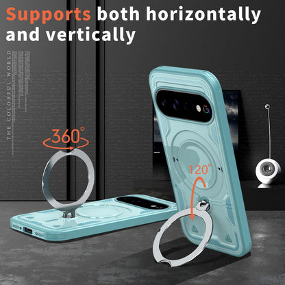 For Google Pixel 11 Pro Kalebol PC Hybrid TPU Armor MagSafe Ring Holder Phone Case(Tiffany Blue)