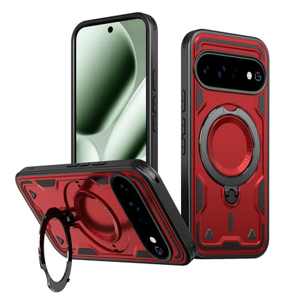 For Google Pixel 11 Kalebol PC Hybrid TPU Armor MagSafe Ring Holder Phone Case(Red)