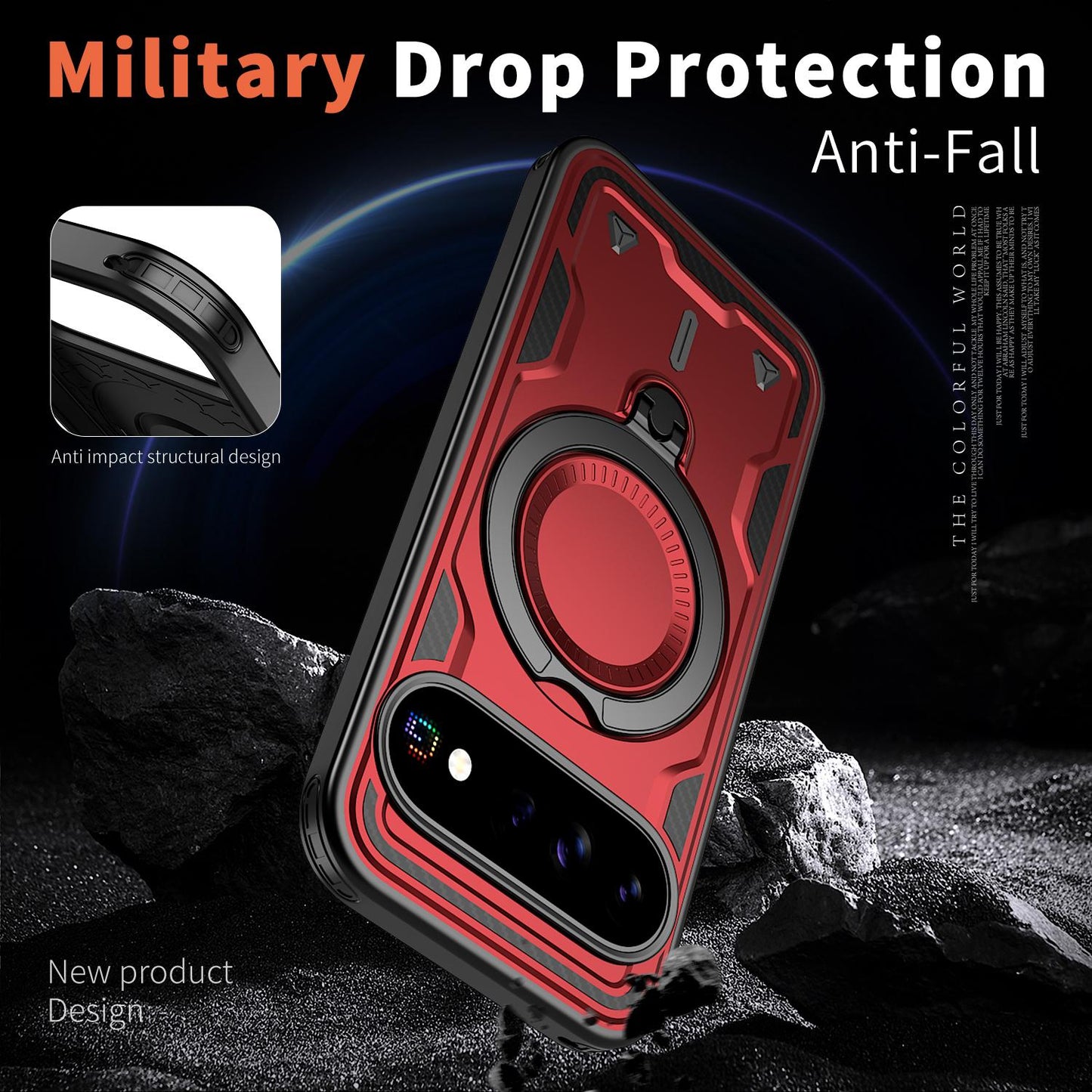 For Google Pixel 11 Kalebol PC Hybrid TPU Armor MagSafe Ring Holder Phone Case(Red)