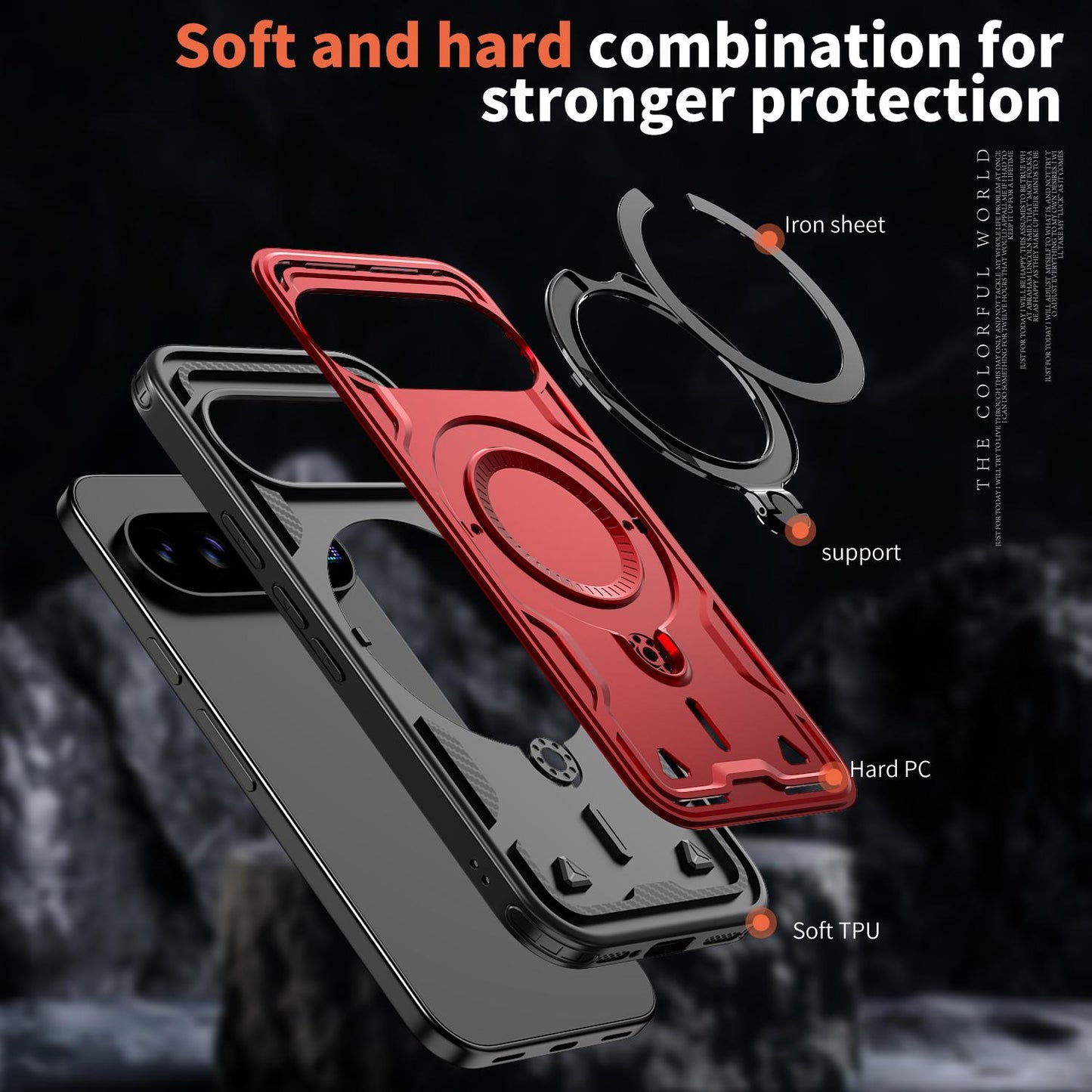 For Google Pixel 11 Kalebol PC Hybrid TPU Armor MagSafe Ring Holder Phone Case(Red)