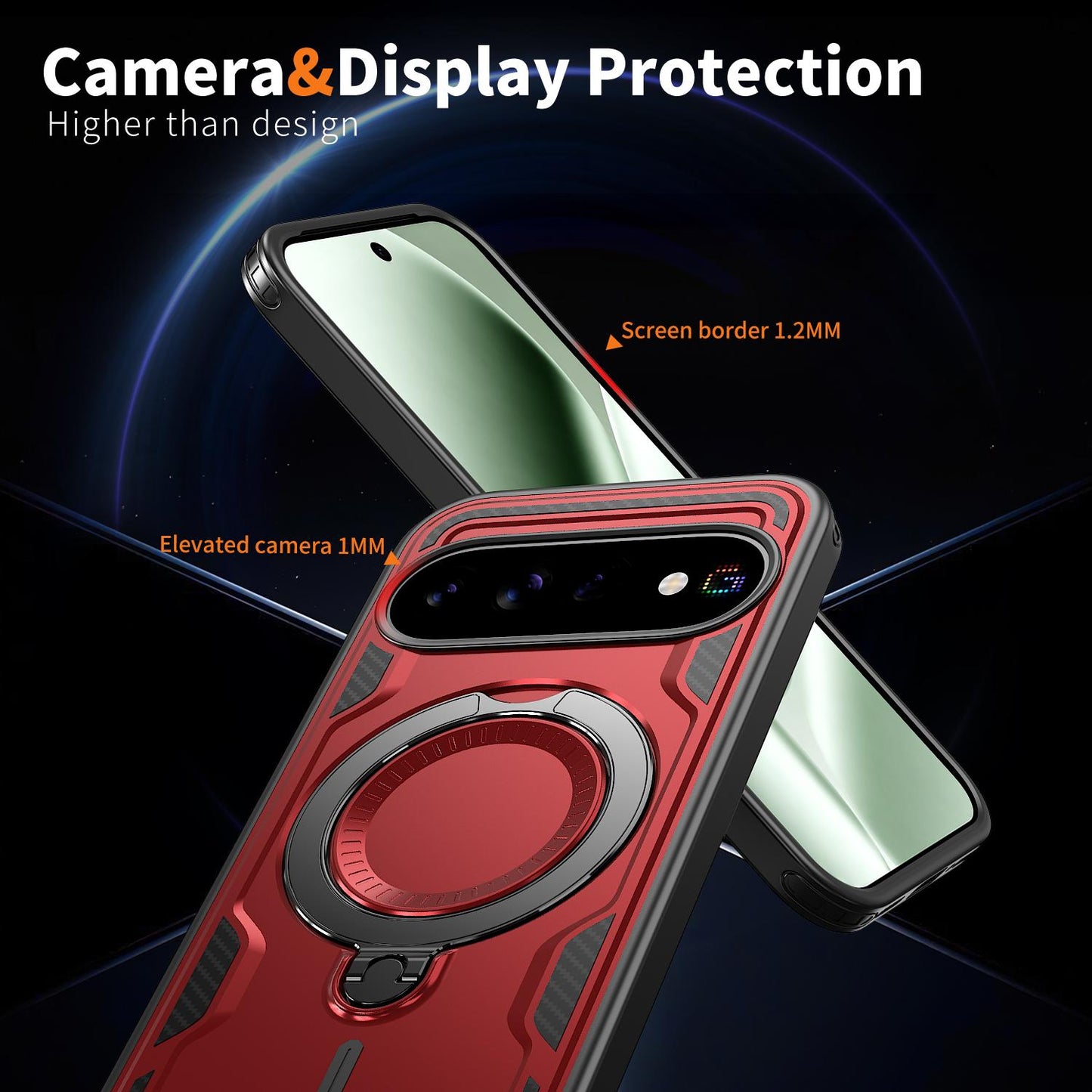 For Google Pixel 11 Kalebol PC Hybrid TPU Armor MagSafe Ring Holder Phone Case(Red)