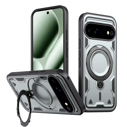 For Google Pixel 11 Kalebol PC Hybrid TPU Armor MagSafe Ring Holder Phone Case(Gray)