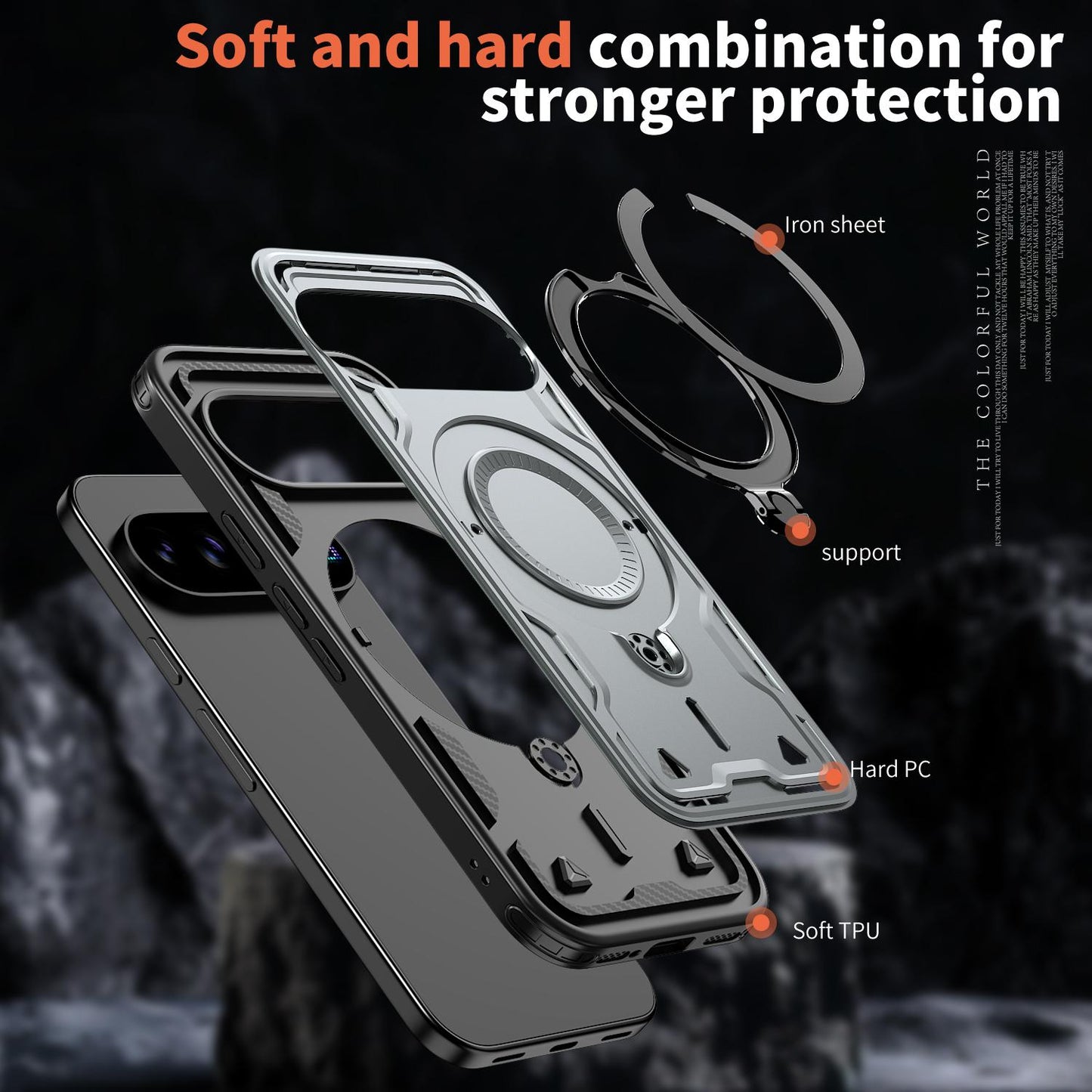 For Google Pixel 11 Kalebol PC Hybrid TPU Armor MagSafe Ring Holder Phone Case(Gray)