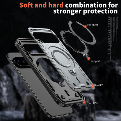For Google Pixel 11 Kalebol PC Hybrid TPU Armor MagSafe Ring Holder Phone Case(Gray)