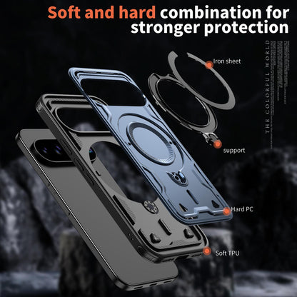 For Google Pixel 11 Kalebol PC Hybrid TPU Armor MagSafe Ring Holder Phone Case(Blue)