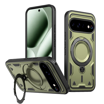 For Google Pixel 11 Kalebol PC Hybrid TPU Armor MagSafe Ring Holder Phone Case(Green)