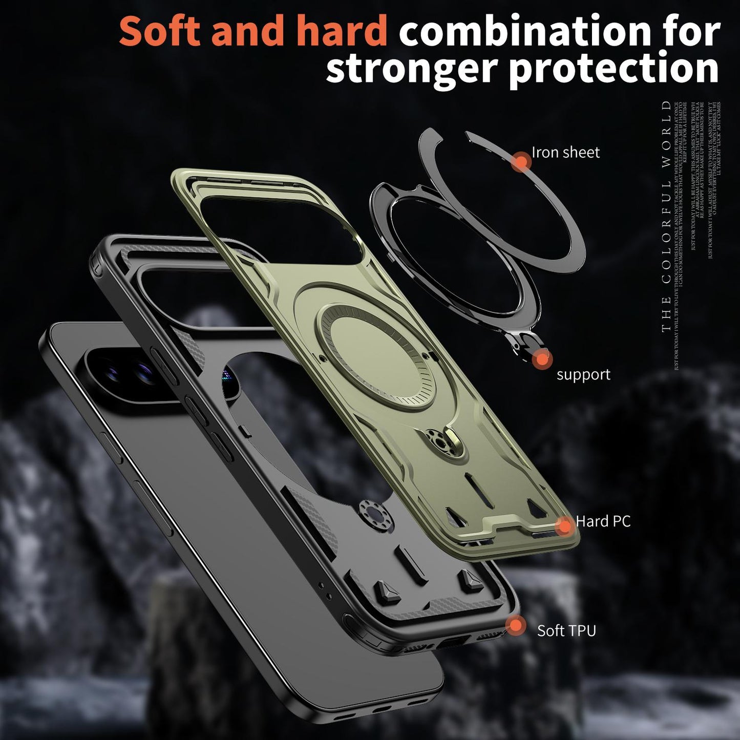 For Google Pixel 11 Kalebol PC Hybrid TPU Armor MagSafe Ring Holder Phone Case(Green)