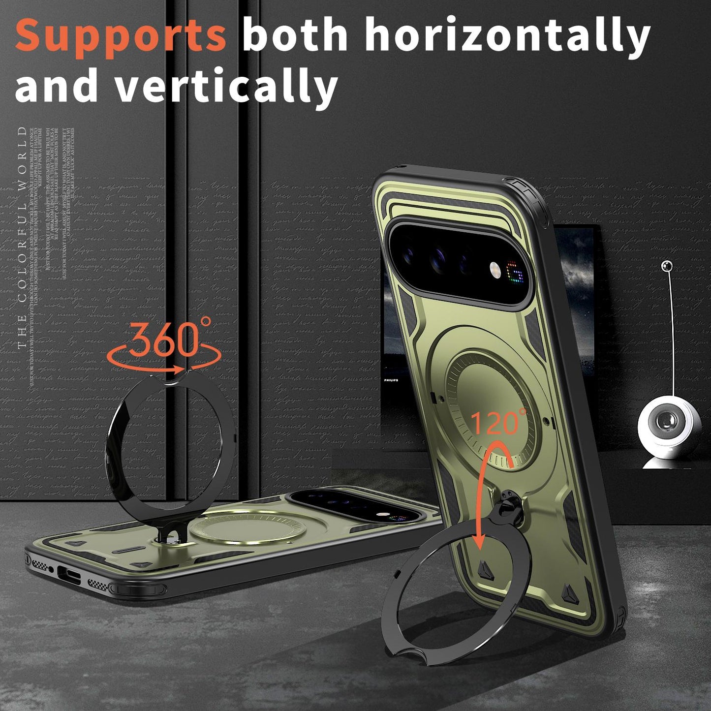 For Google Pixel 11 Kalebol PC Hybrid TPU Armor MagSafe Ring Holder Phone Case(Green)