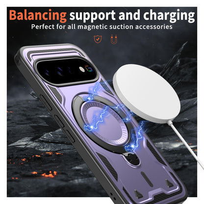 For Google Pixel 11 Kalebol PC Hybrid TPU Armor MagSafe Ring Holder Phone Case(Purple)