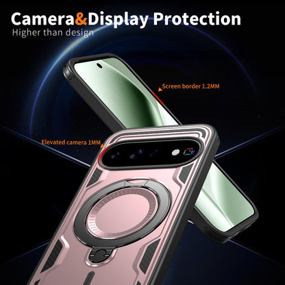 For Google Pixel 11 Kalebol PC Hybrid TPU Armor MagSafe Ring Holder Phone Case(Rose Gold)