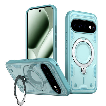 For Google Pixel 11 Kalebol PC Hybrid TPU Armor MagSafe Ring Holder Phone Case(Tiffany Blue)