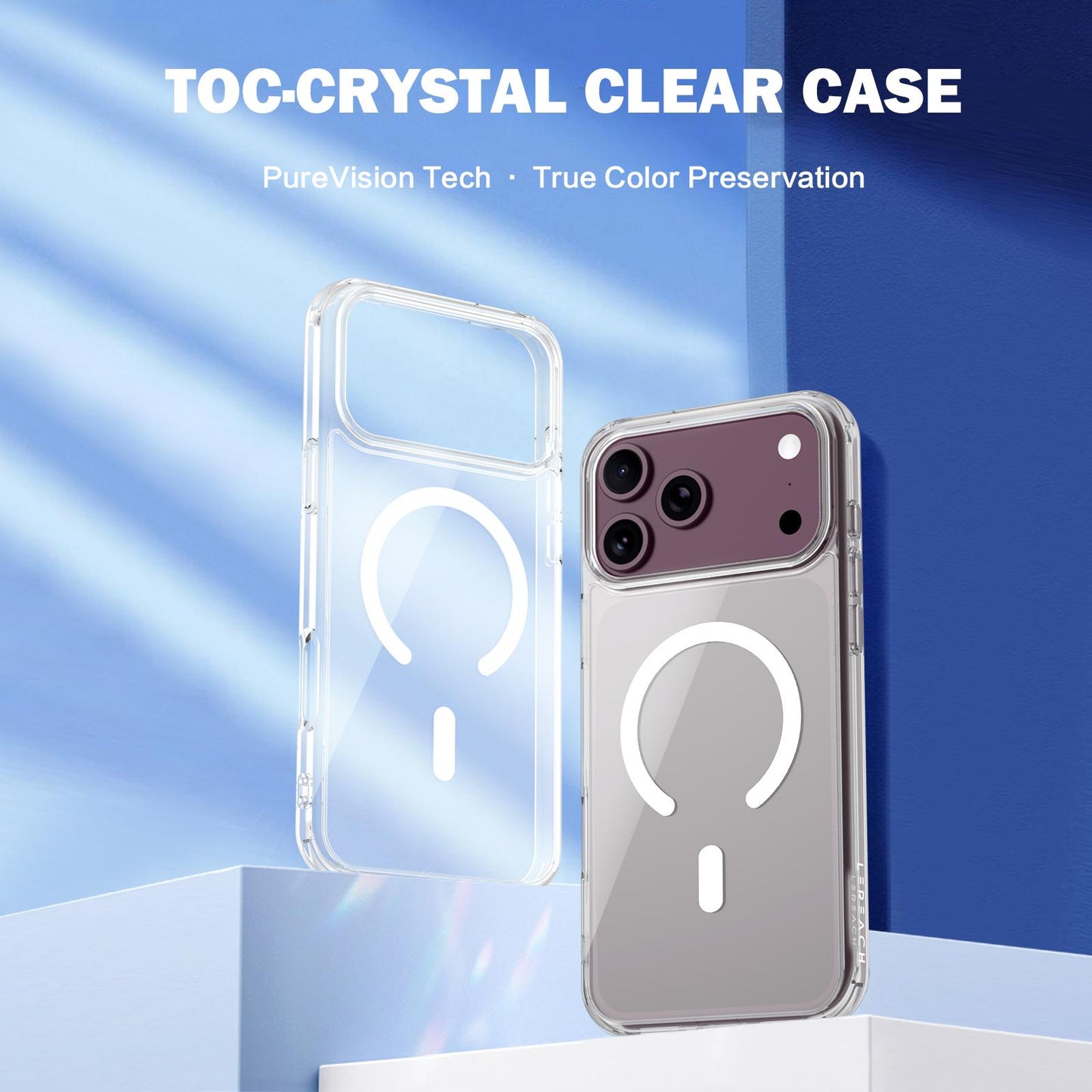 For iPhone 18 Pro  LeReach TOC Clear Series Dual-Composite Armor TPU + Acrylic Shockproof Magnetic Phone Case(Transparent)