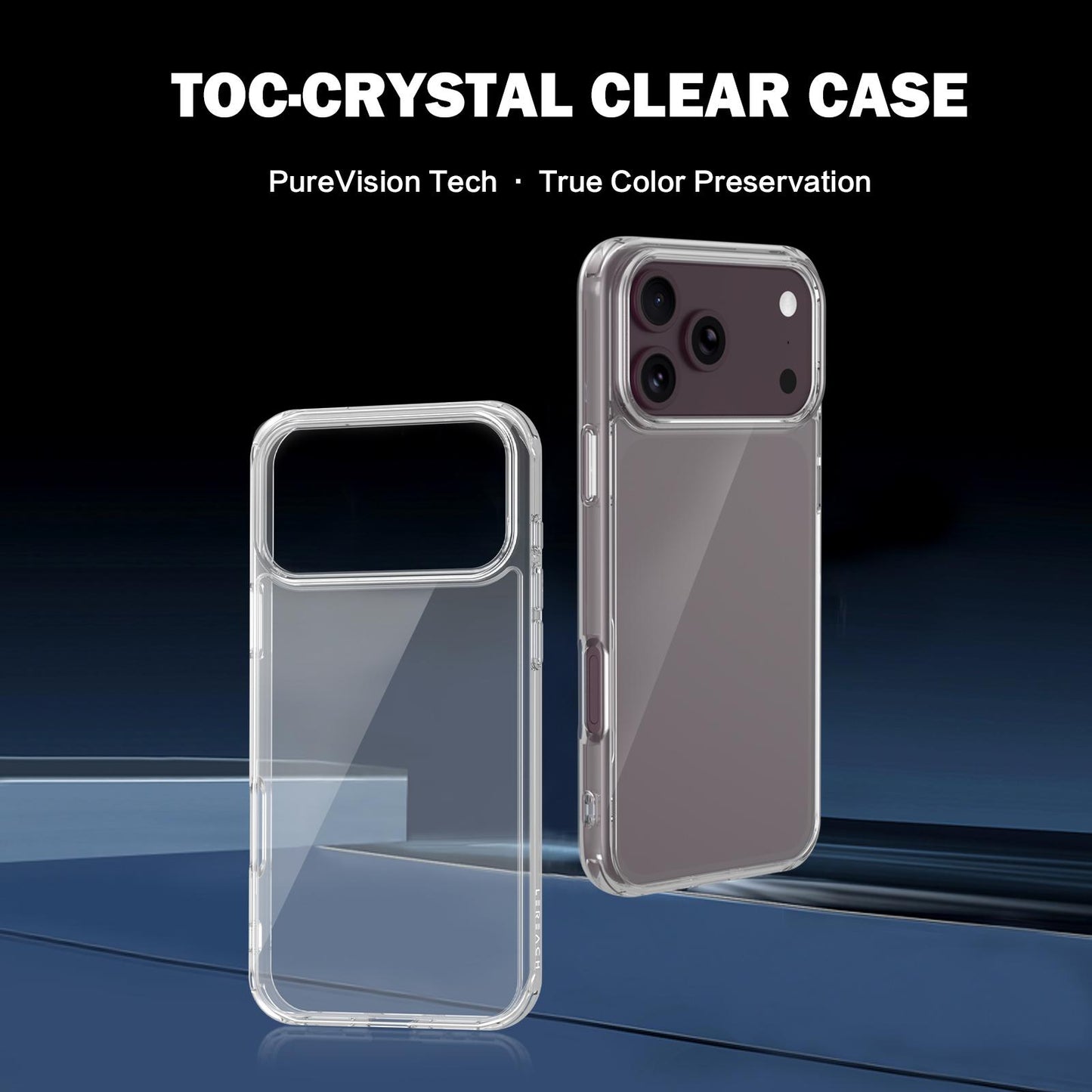 For iPhone 18 Pro Max  LeReach TOC Clear Series Composite Armor TPU Acrylic Hybrid Shockproof Phone Case(Transparent)