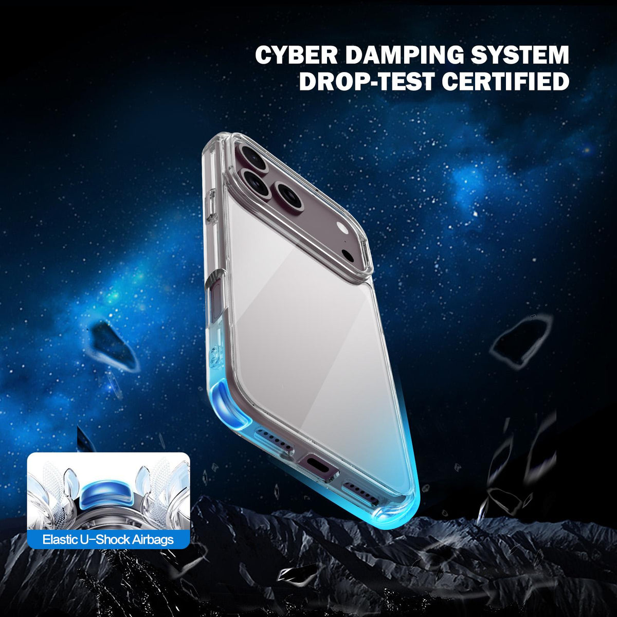 For iPhone 18 Pro Max  LeReach TOC Clear Series Composite Armor TPU Acrylic Hybrid Shockproof Phone Case - Transparent - SYA003437501A