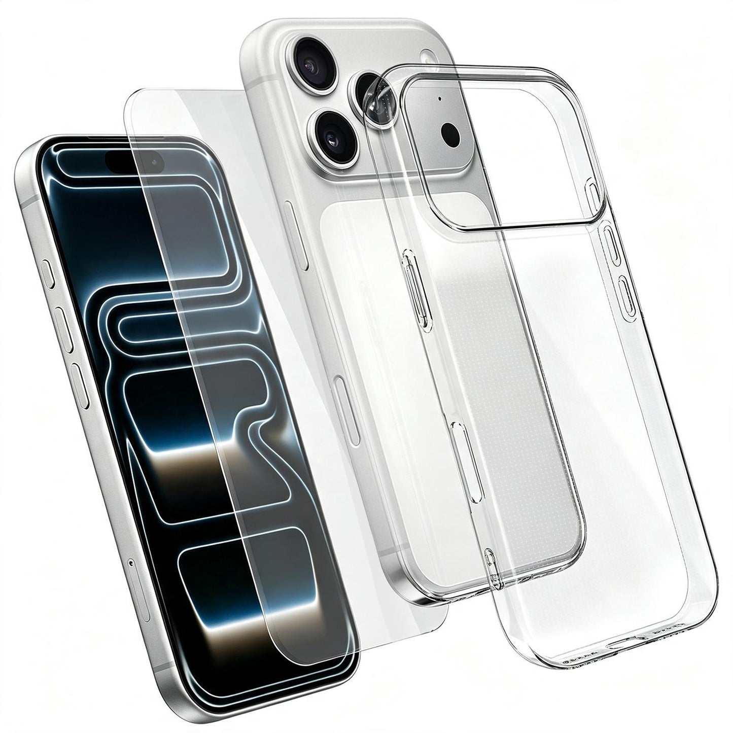 2 in 1 Set Clear TPU Phone Case with High Alumina Tempered Glass Film For iPhone 17 Pro