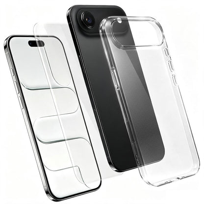 2 in 1 Set Clear TPU Phone Case with High Alumina Tempered Glass Film For iPhone Air