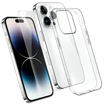 2 in 1 Set Clear TPU Phone Case with High Alumina Tempered Glass Film For iPhone 14 Pro Max
