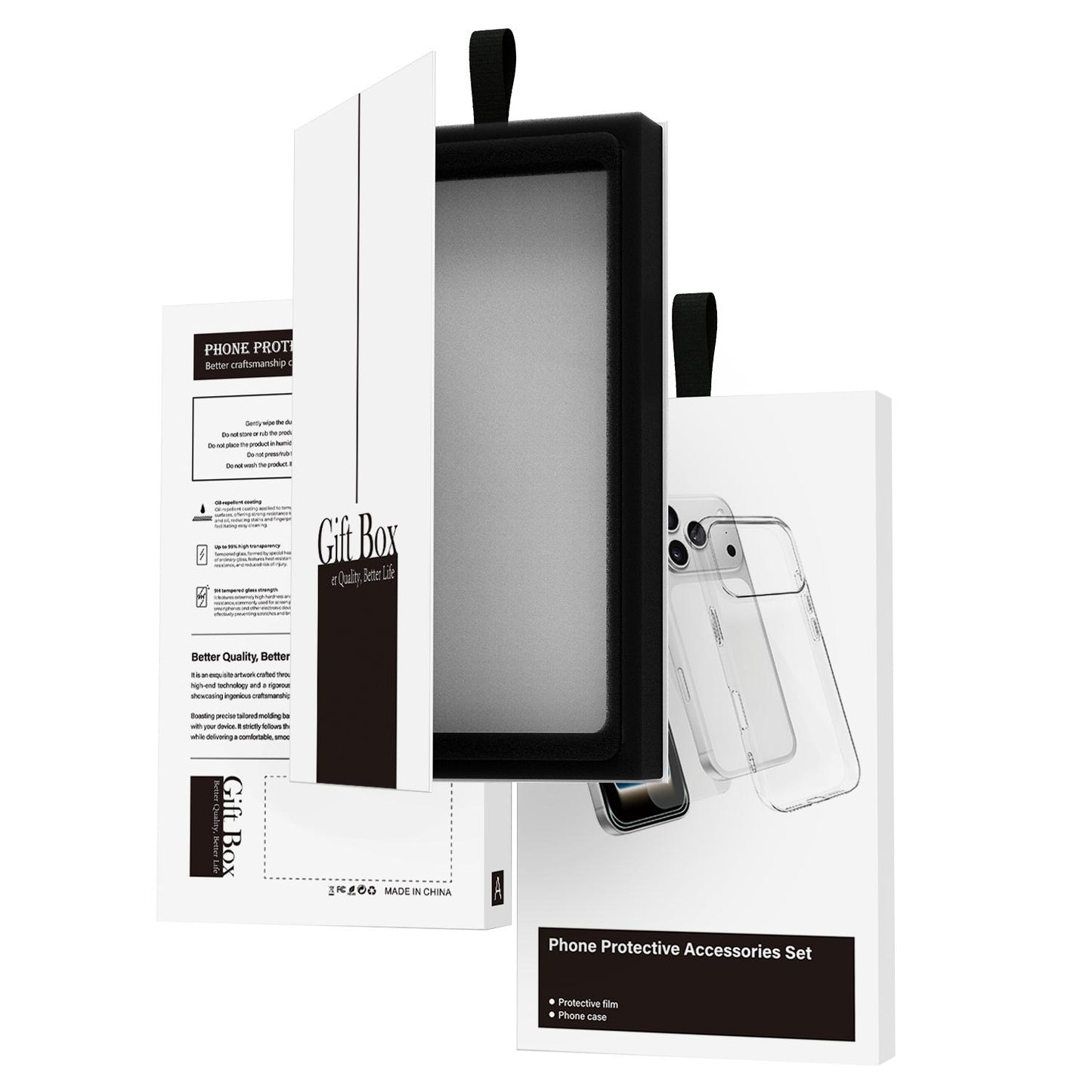 2 in 1 Set Clear TPU Phone Case with High Alumina Tempered Glass Film For iPhone 16