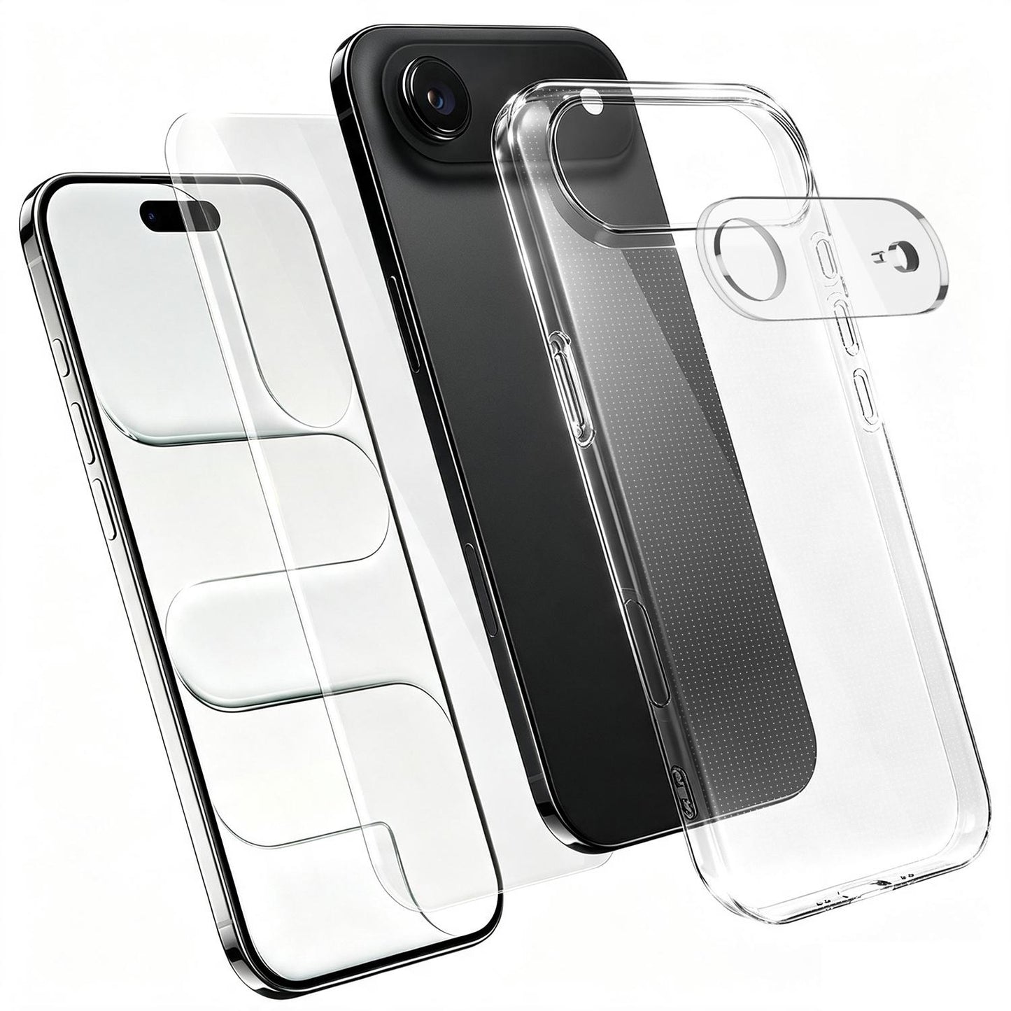 3 in 1 Set Clear TPU Phone Case with High Alumina Tempered Glass Film + Lens Protector For iPhone Air