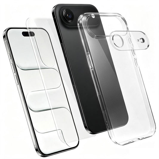 3 in 1 Set Clear TPU Phone Case with High Alumina Tempered Glass Film + Lens Protector For iPhone Air