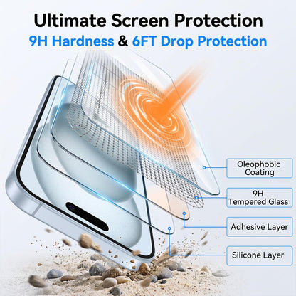 3 in 1 Set Clear TPU Phone Case with High Alumina Tempered Glass Film + Lens Protector For iPhone 17