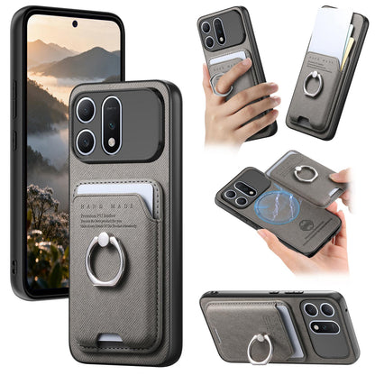 For Honor Win Turbo 5G Twill Fabric Card Bag Ring Magnetic Back Phone Case(Gray)