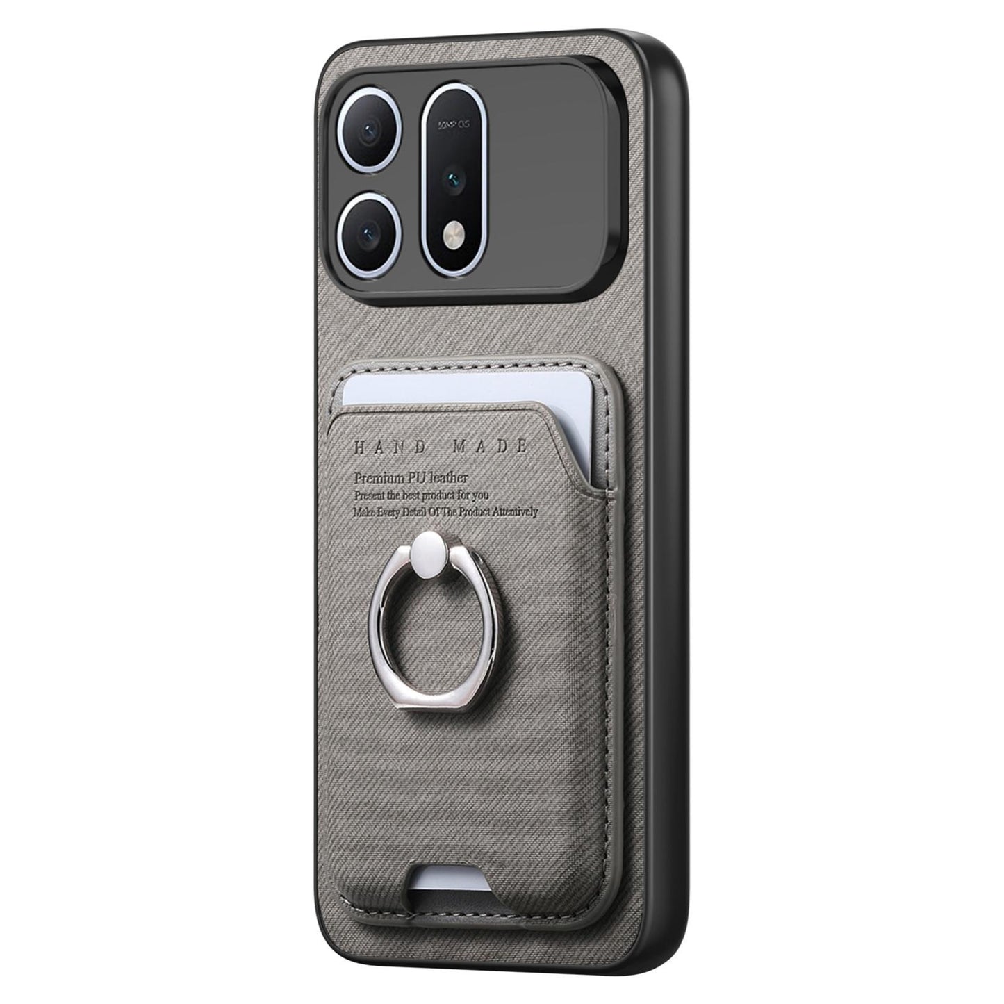 For Honor Win Turbo 5G Twill Fabric Card Bag Ring Magnetic Back Phone Case(Gray)