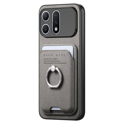 For Honor Win Turbo 5G Twill Fabric Card Bag Ring Magnetic Back Phone Case(Gray)